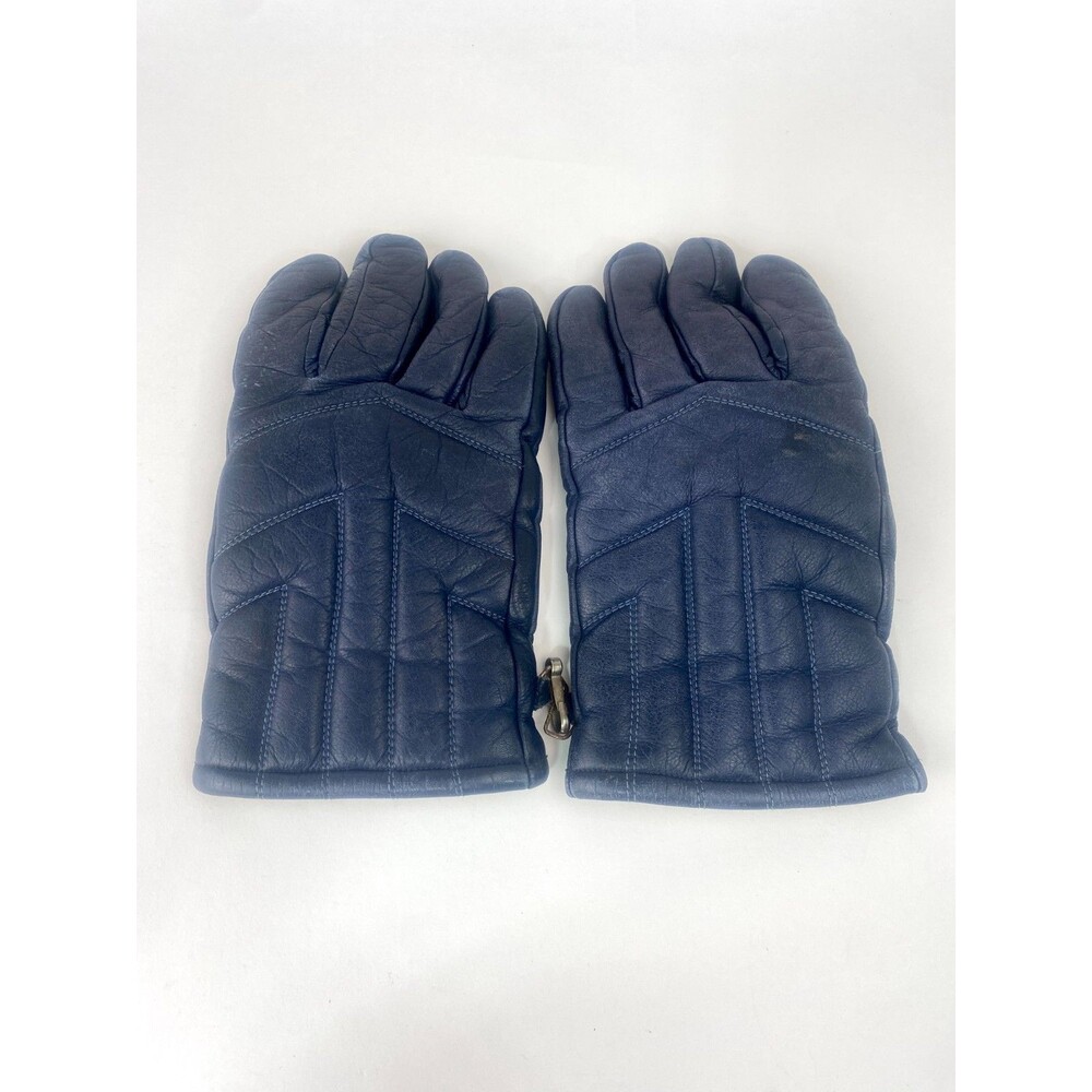 Vintage Conroy Blue Leather Winter Ski Gloves Quilted Size XL Made in Japan